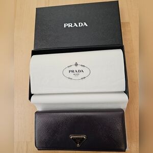 Prada Dark Purple Leather Wallet with Box